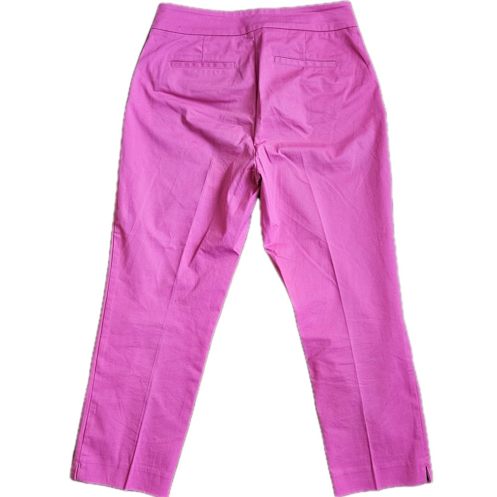 Ann Taylor Factory Womens 4 Fuchsia Pink Cotton Stretch Straight Leg Dress Pants - Picture 2 of 11